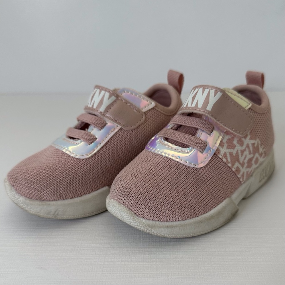 DKNY pink hook & loop‎ sneakers shoes toddler girls 5